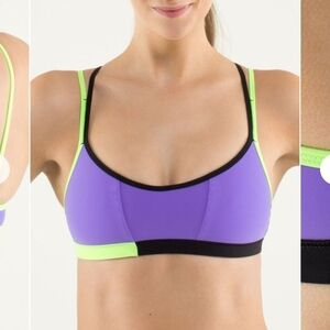 Lululemon Athletica Purple and Neon Green Sports Bra